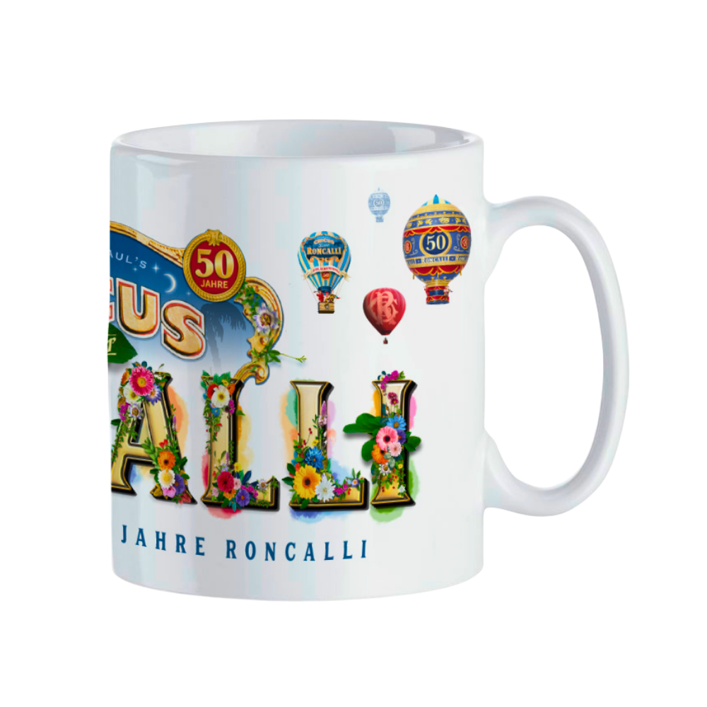 Kaffeebecher: Jubiläums-Blumenmotiv