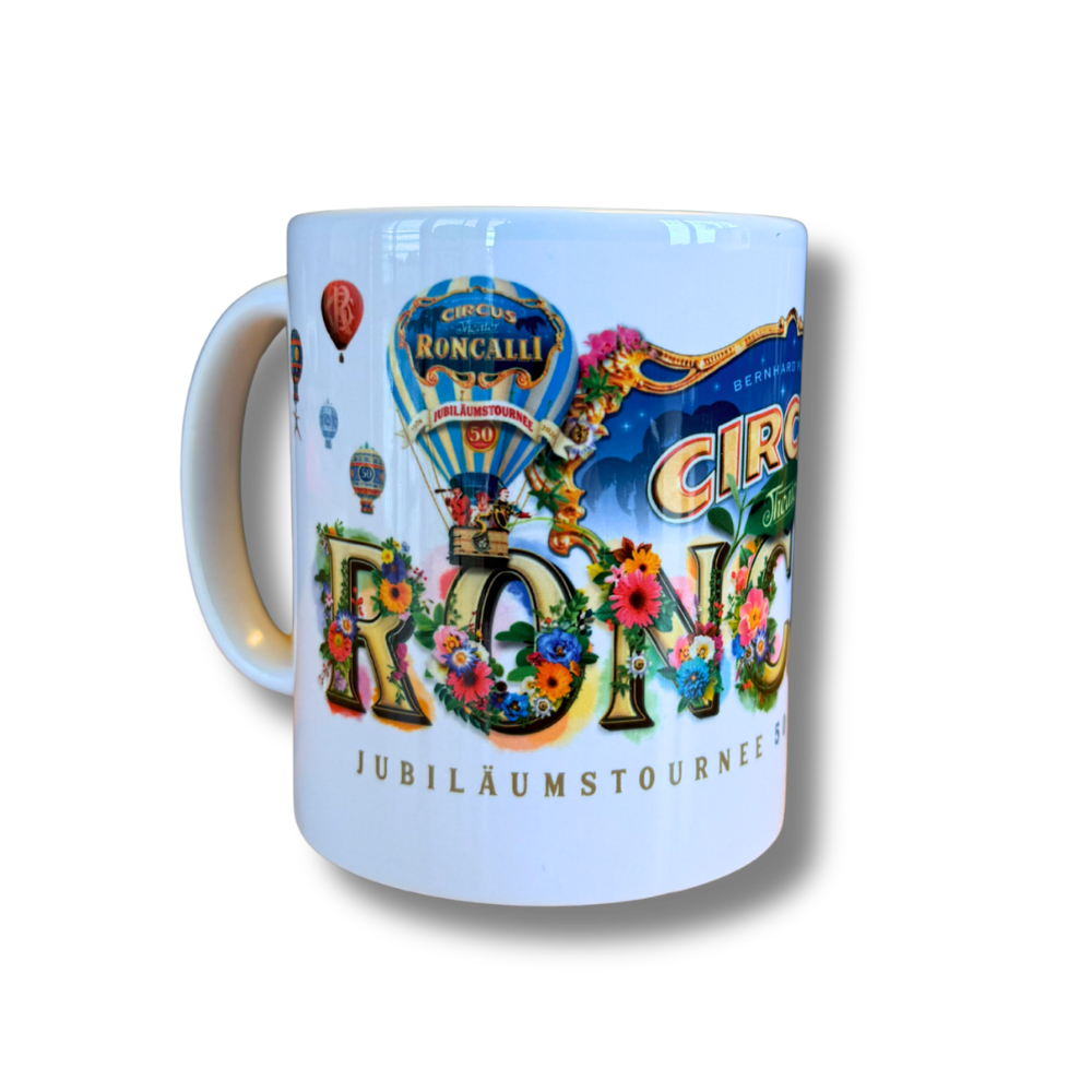 Kaffeebecher: Jubiläums-Blumenmotiv